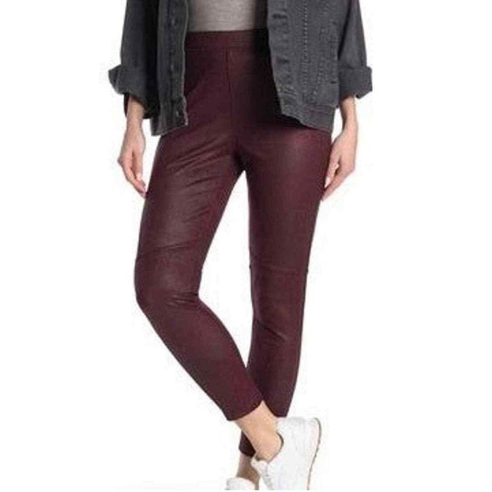 FREE PEOPLE Midnight Vegan Faux Suede Burgundy Leggings‎ Size 28 Pull-On